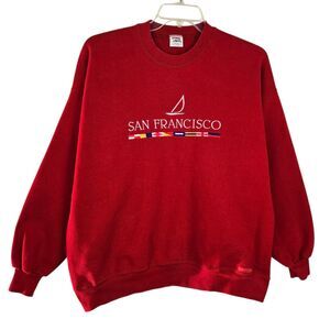 Vtg Crazy Shirts Sweats Sweatshirt Unisex XL Red San Francisco Embroidered Crew